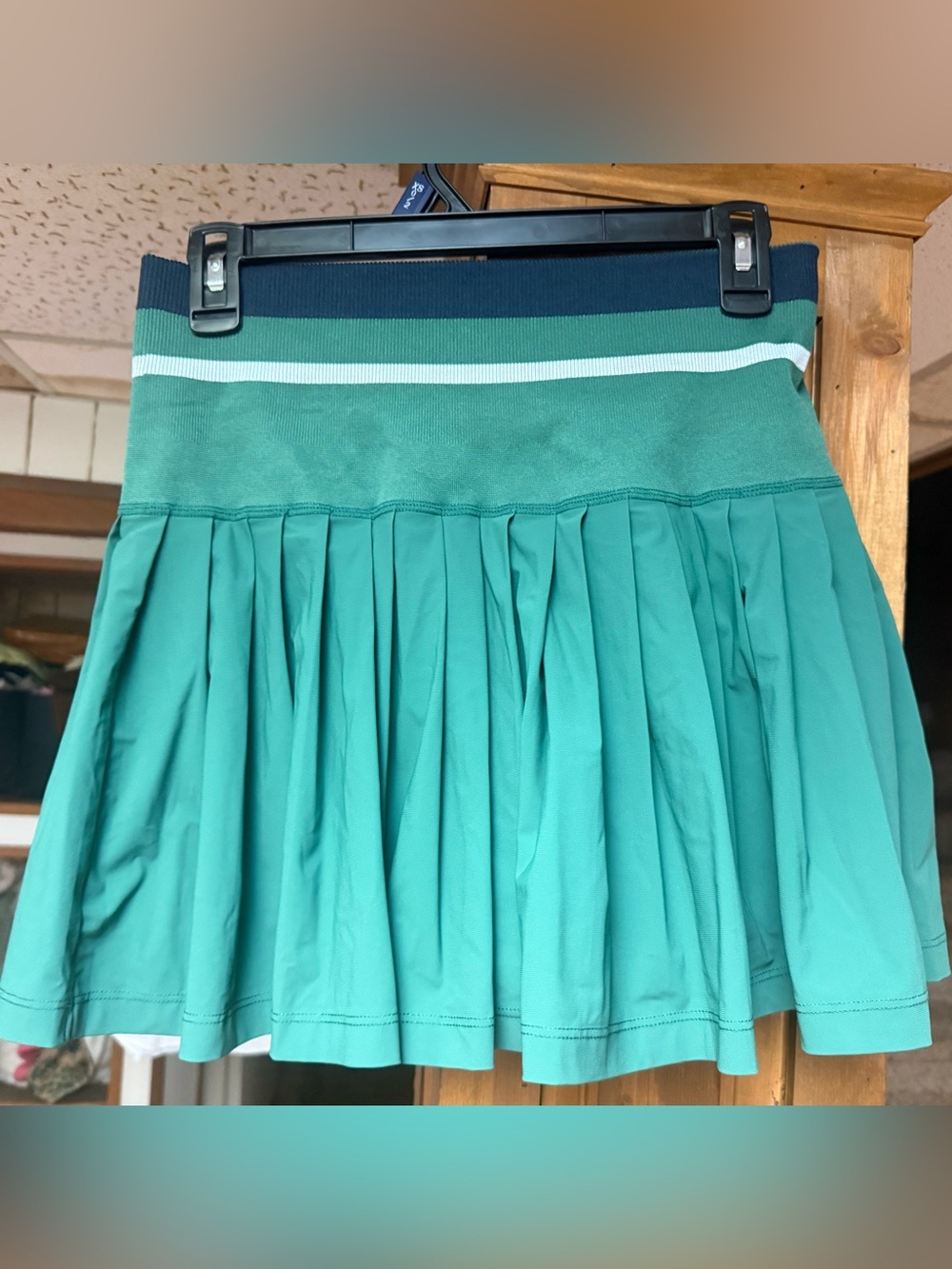 Wilson Teal Pleated Skater Skirt with Navy Waistband